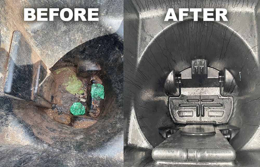 Before and after trash bin cleaning